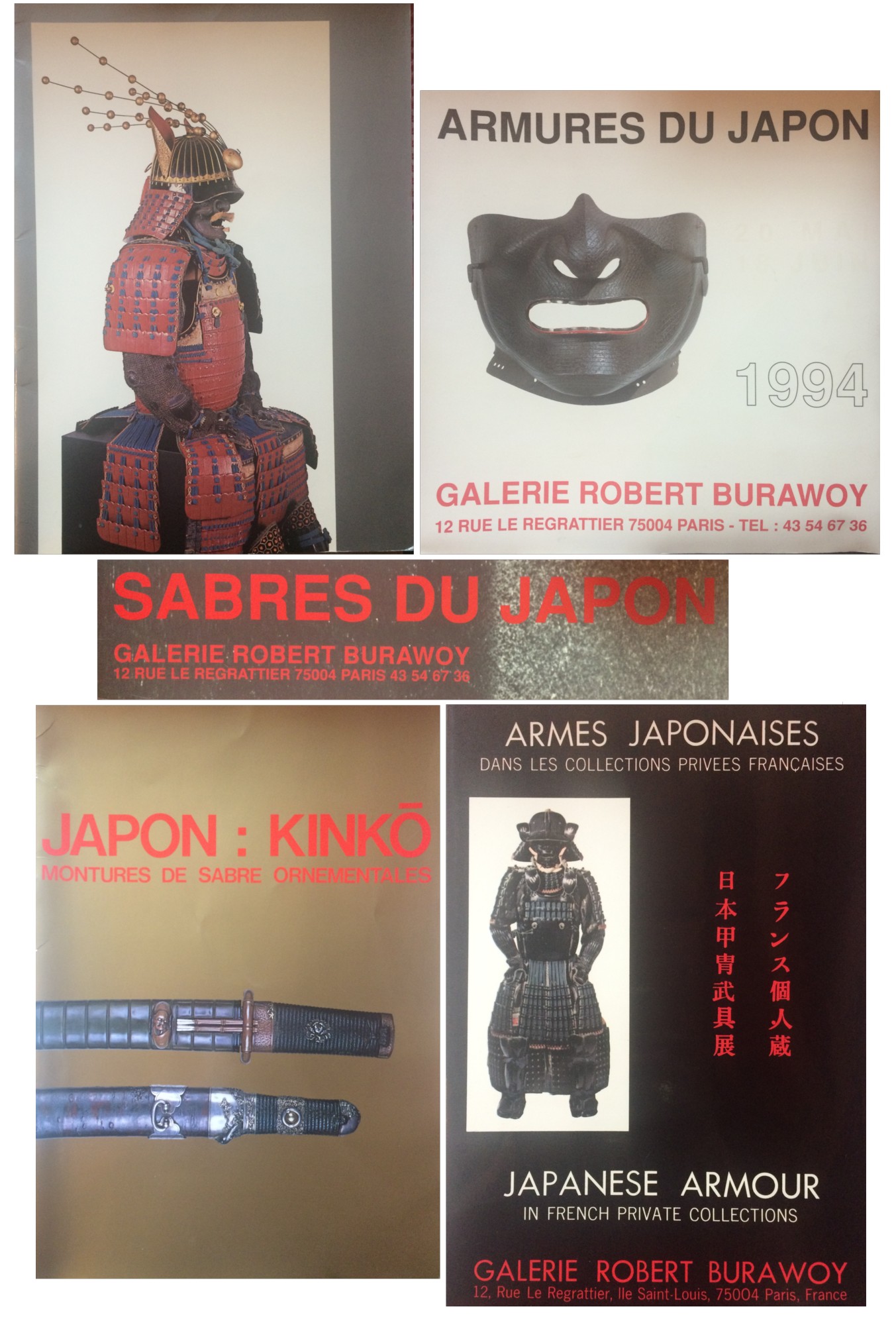 Burawoy, Robert - A GROUP OF FIVE CATALOGUES OF JAPANESE ARMS, ARMOR, AND SWORDS (INCLUDING ARMES JAPONAISES DANS LES COLLECTIONS PRIVEES FRANCAISES / JAPANESE ARMOUR IN FRENCH PRIVATE COLLECTIONS) ISSUED BY GALERIE ROBERT BURAWOY