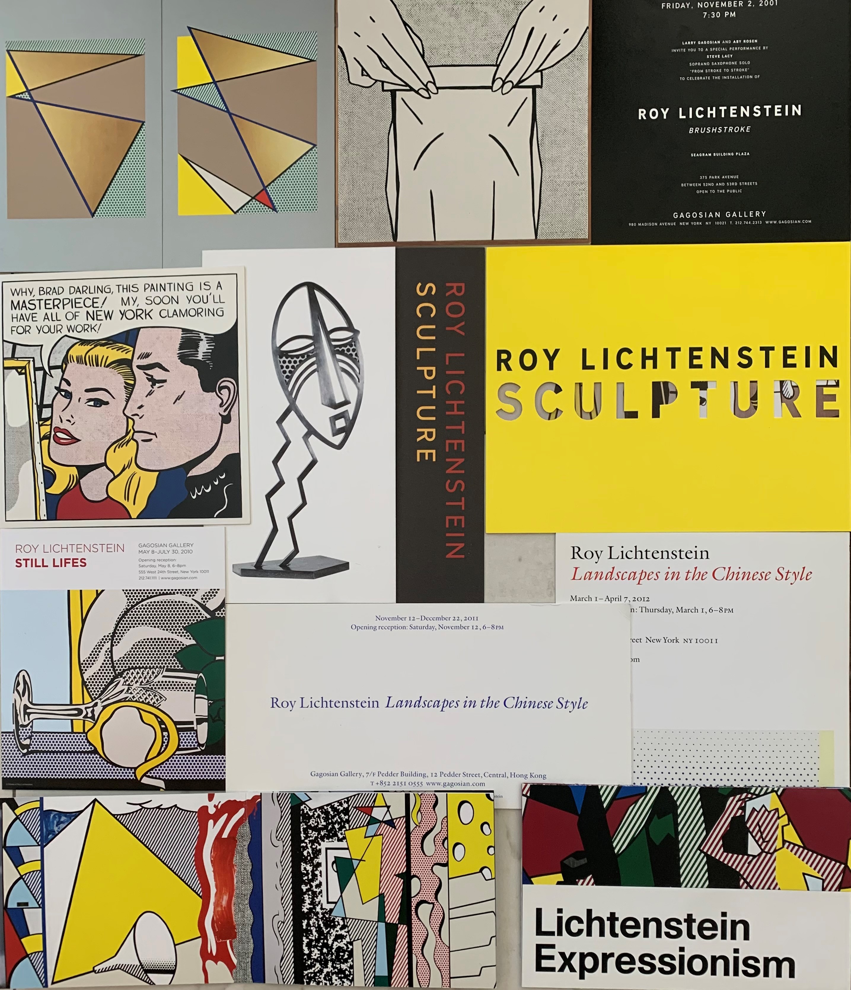 (LICHTENSTEIN, ROY). Gagosian Gallery - ROY LICHTENSTEIN: A COLLECTION OF ELEVEN GAGOSIAN GALLERY EXHIBITION ANNOUNCEMENTS + POSTERS